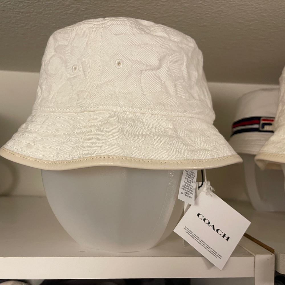 Coach White Bucket Hat Versatile Accessory